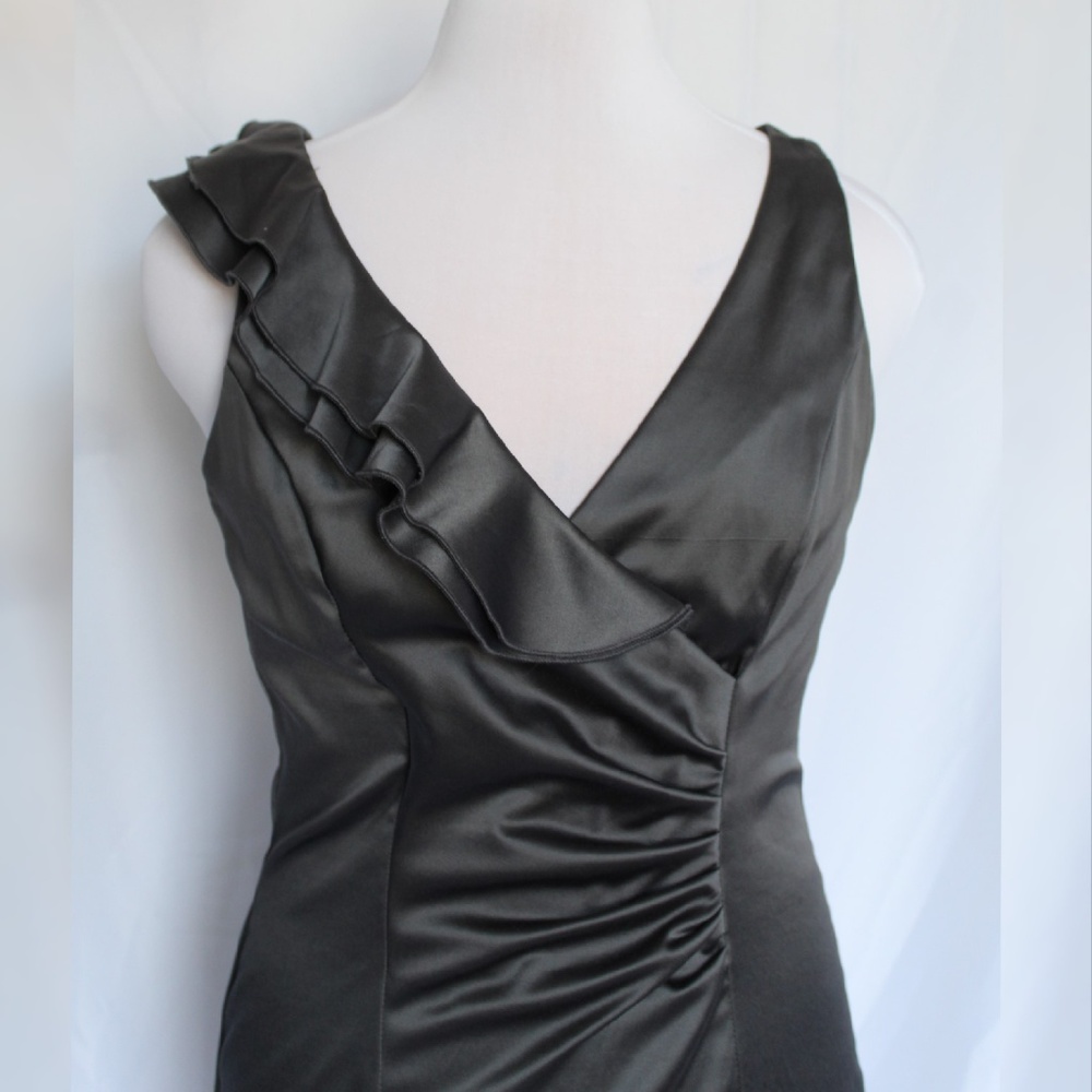 Charcoal Gray Ruched & Ruffled Dress - Picture 4 of 5